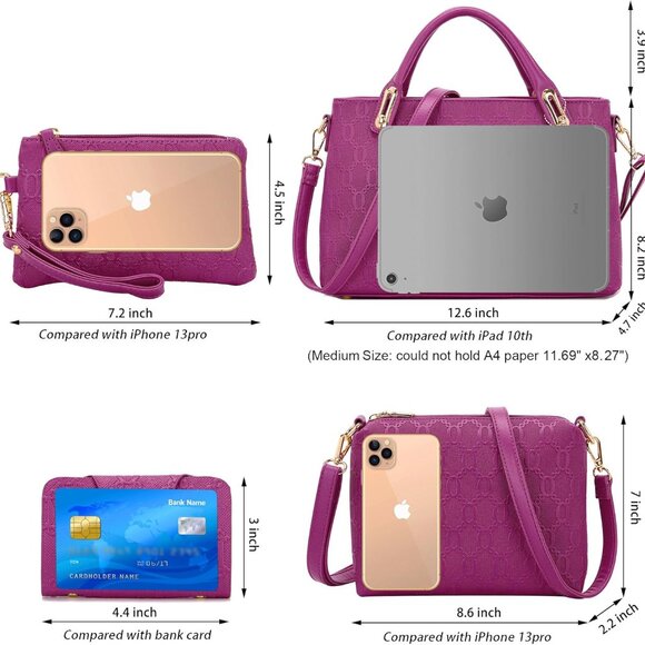 Adorable 4-Piece Handbag Set with Bear Doll - Stylish Shoulder & Crossbody Bags - Picture 4 of 6